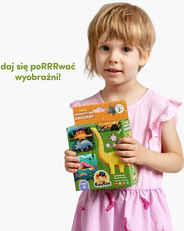 Puzzle për fëmijë CzuCzu Fantastic Dinosaurs, 45 pjesë, shumëngjyrëshe, set prej 5 copësh