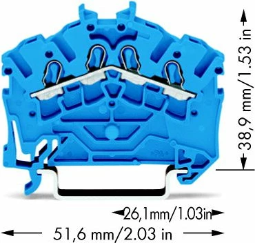 Bllok terminali Wago 2002-6404, 4-përçues, 2.5mm², 24A, blu, në kuti