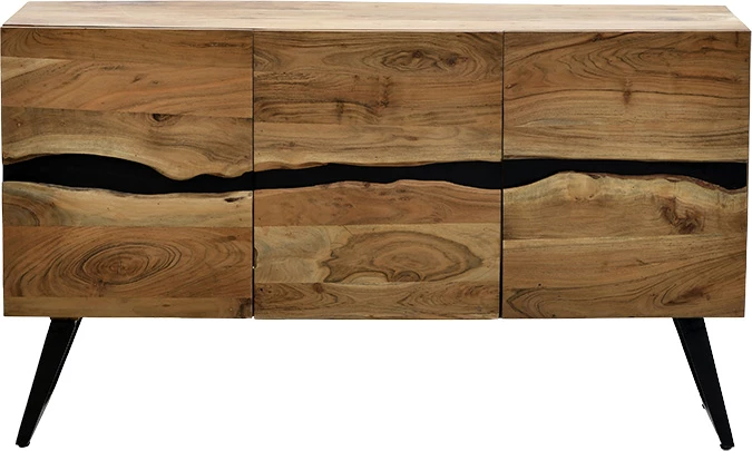 Komodinë Imena dru i fortë 4cm natyral-e zezë 148x43.5x86cm