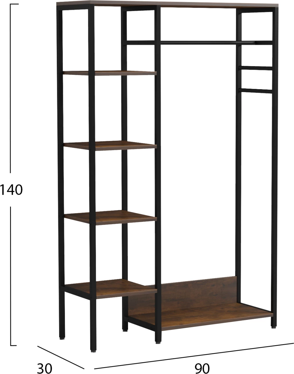 Rafte hyrëse Aranja FH18082, e kaftë, 90x30x140H cm