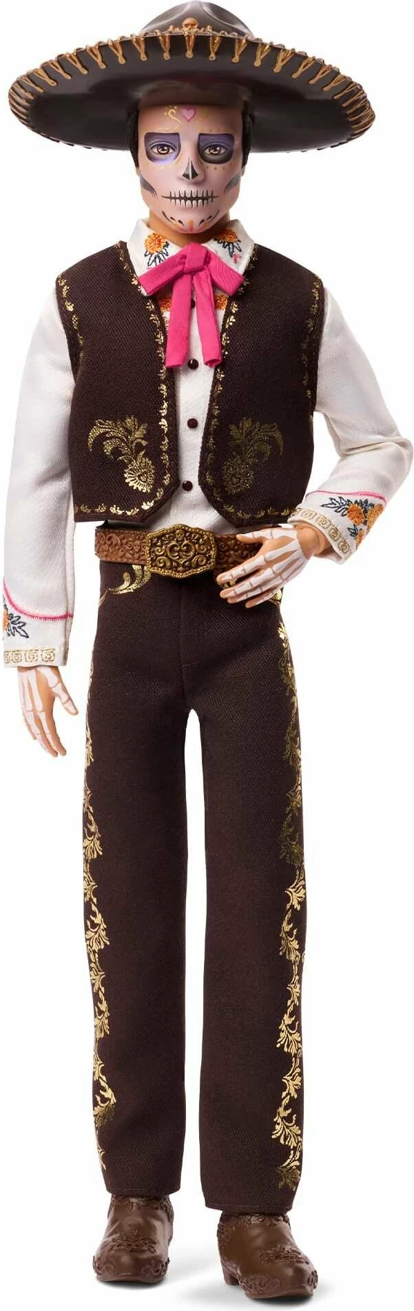 Kukull koleksionuese Ken Mattel Signature Dia De Muertos 2025 JBJ06 me aksesorë, certifikatë autenticiteti dhe stand