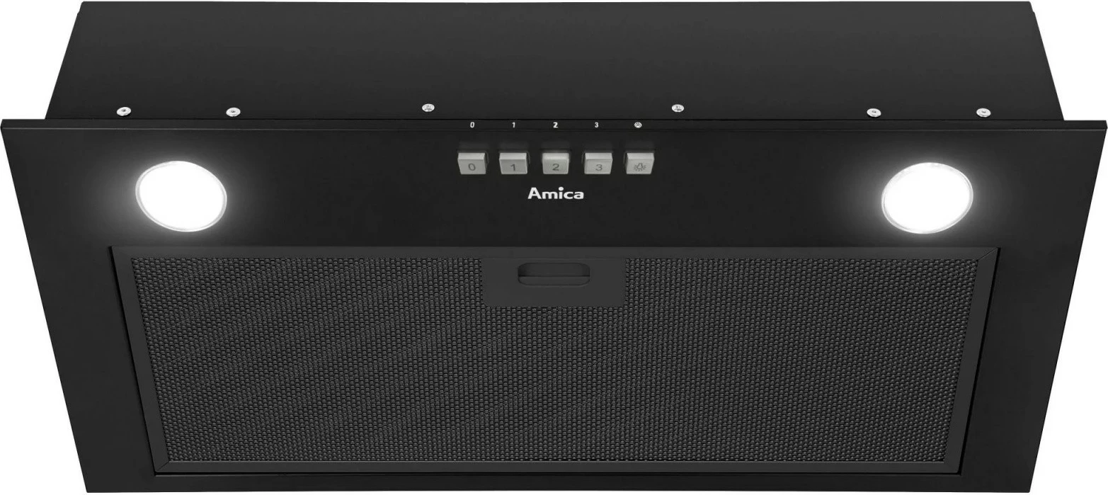 Aspirator kuzhine i integrueshëm, Amica OMC6217B, 60 cm, 3 shpejtësi, LED, butona, i zi