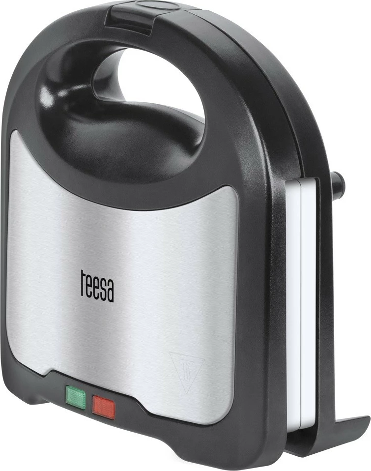 Toster sanduiçesh, TEESA TSA3222, 800 W, pllaka jo-ngjitëse me veshje qeramike, ruajtje vertikale, zi/inox
