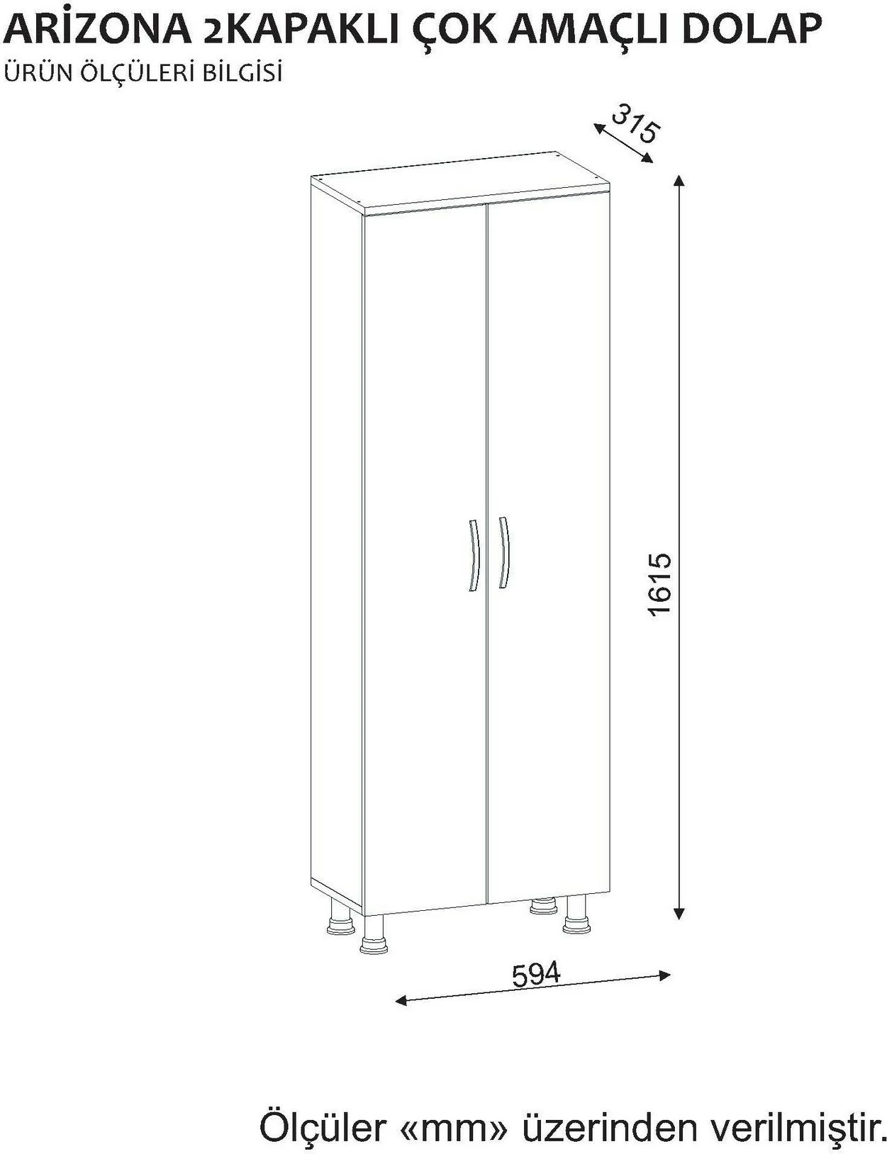 Dollap banjoje Hanah Home, Arizona, 2 kapak, i bardhë