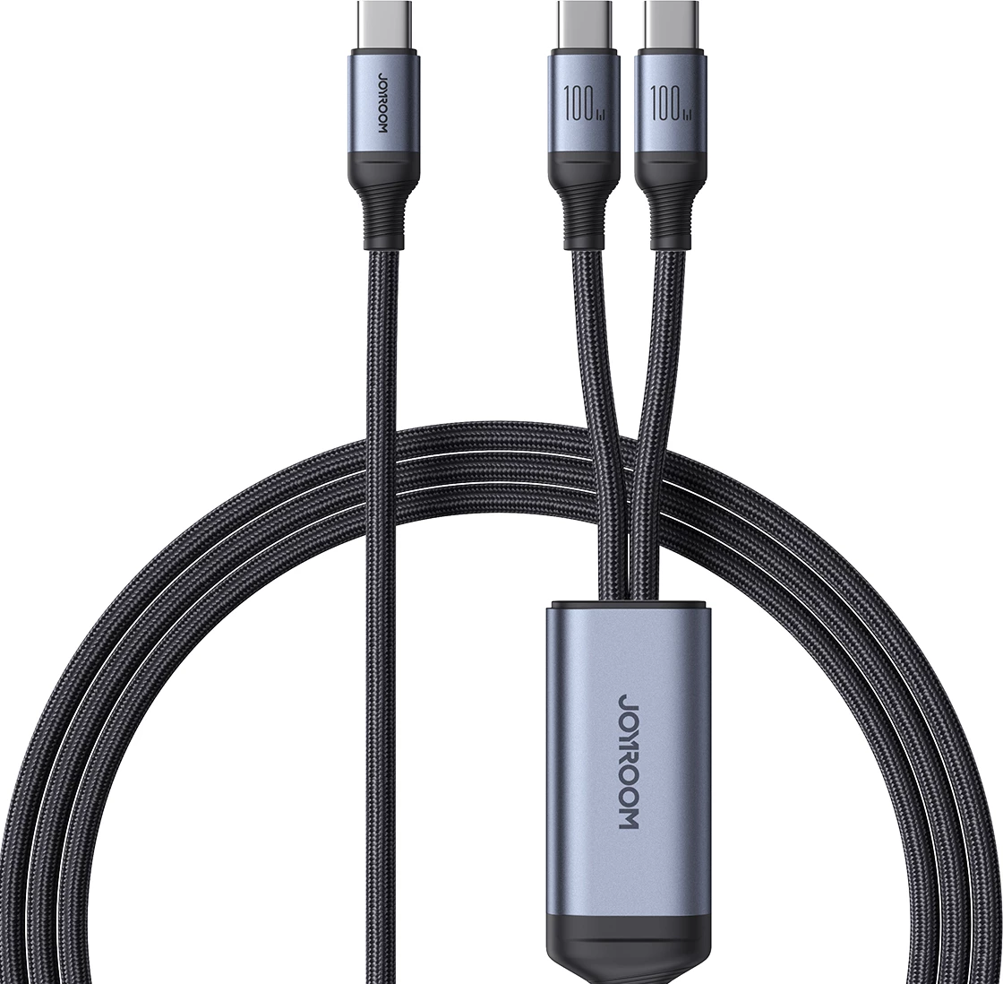 Kabllo karikimi Joyroom Speedy Series S-A21, 2in1 USB-C në USB-C/USB-C, 100W, 1.5m, e zezë