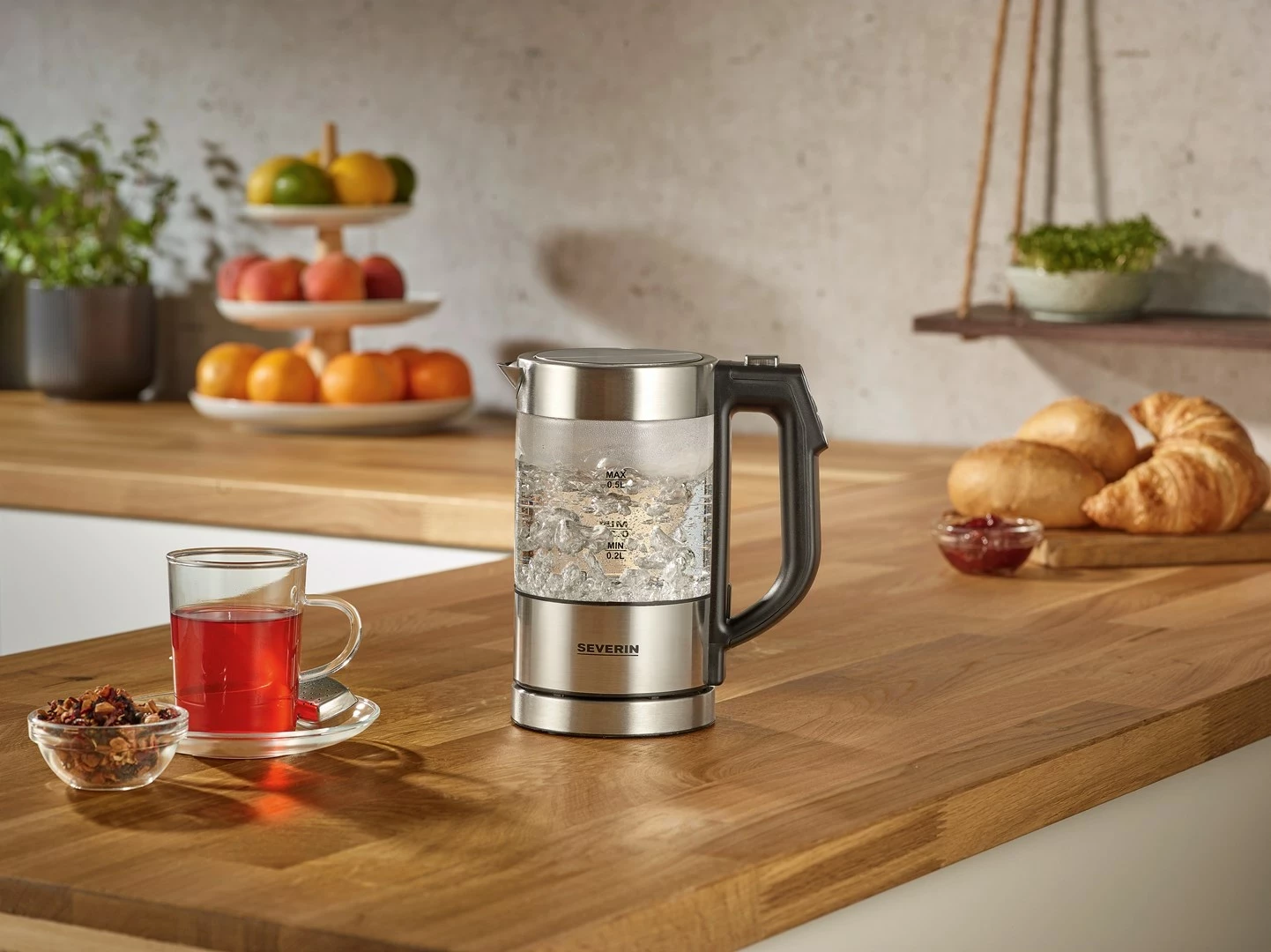 Ibrik elektrik Severin WK 3458, 0.5L, 1100W, i zi/transparente