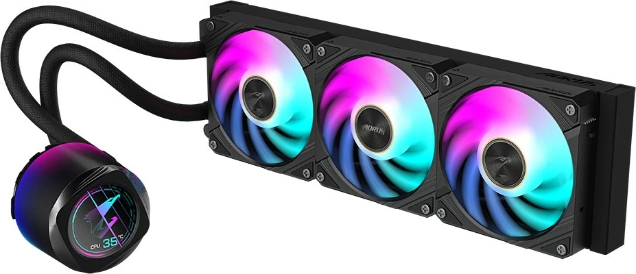 Ftohës uji Gigabyte AORUS WATERFORCE X II 360, 3x120mm ARGB, LCD, i zi