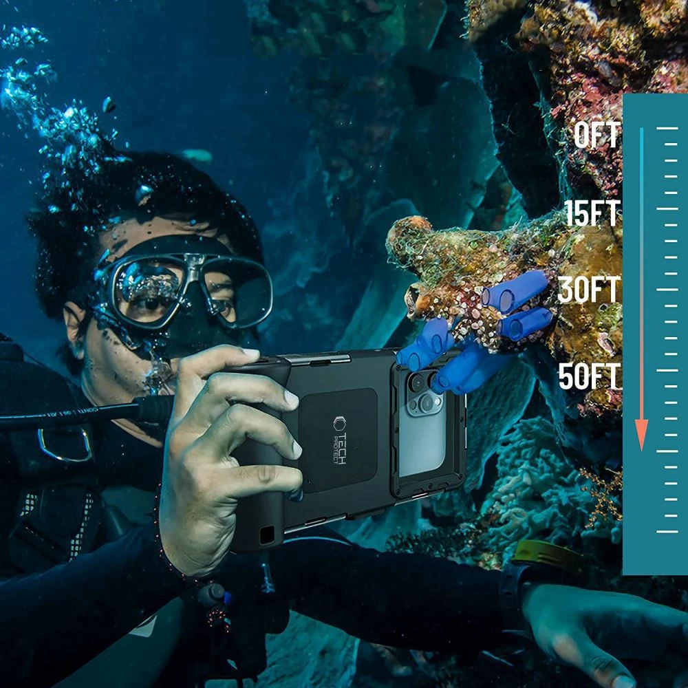 Mbështjellës Tech-Protect Waterproof Case IPX8 për celular 4.7-6.7 inç, i zi