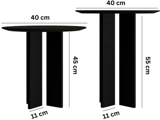 Set tavolinash kafeje Skye Decor, Leo (55 + 45), ngjyrë e zezë