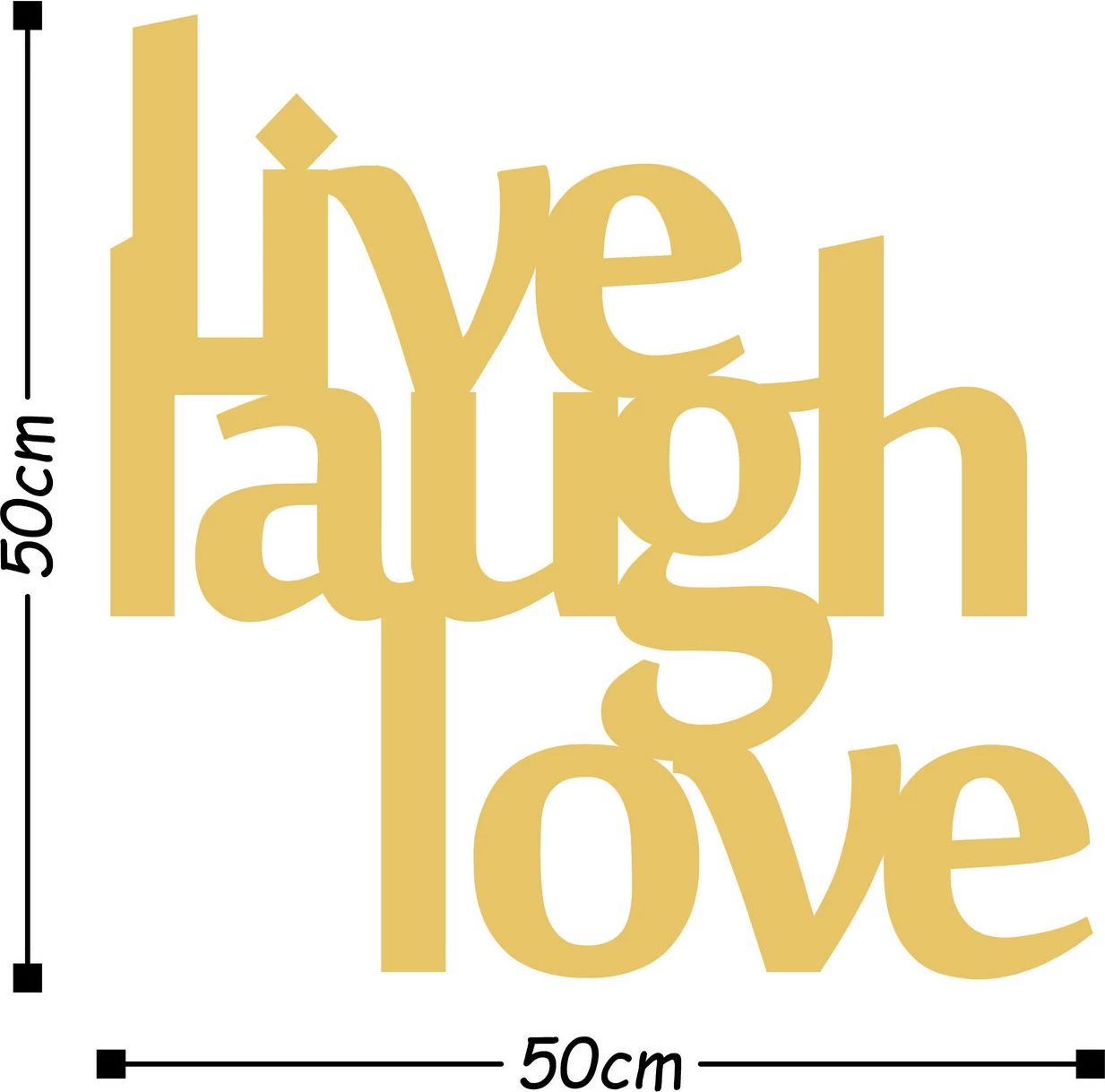 Dekor metalik për mur, Live Laugh Love, ngjyrë ari, Wallity, 50x50cm