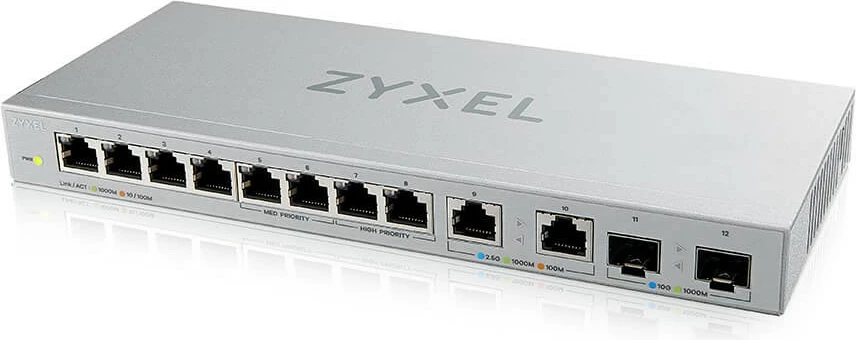 Switch rrjeti Zyxel XGS1010-12, 12 porta (8x1G, 2x2.5G, 2xSFP+), pa ventilator