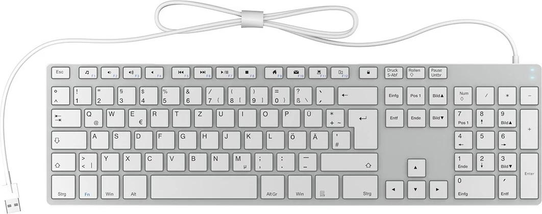 Tastierë wireless KeySonic KSK-8022BT, full-size, Bluetooth, QWERTZ, alumini, argjendtë