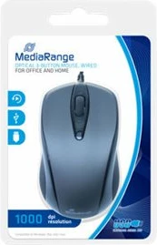 Maus MediaRange MROS201 me kabllo, optik, 1000 dpi, zi/gri