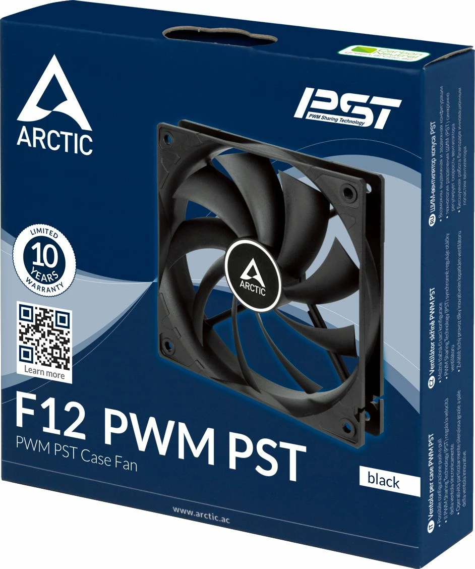 Ventilator kasë Arctic F12 PWM PST ACFAN00200A 120mm 4-pin PWM, i zi, 1 copë