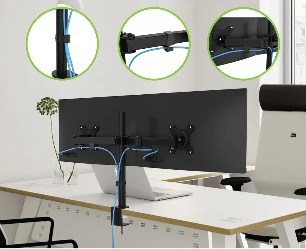 Mbajtëse tavoline për 2 monitorë Techly 13-27", me kllampë ICA-LCD 482-D, e zezë