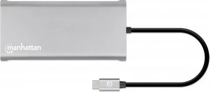 Docking station MANHATTAN 12-in-1, 3x HDMI, 4x USB, USB-C, DP, RJ45, gri