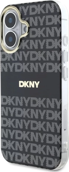Mbështjellës DKNY Repeat Texture Pattern With Stripe për iPhone 16, i zi