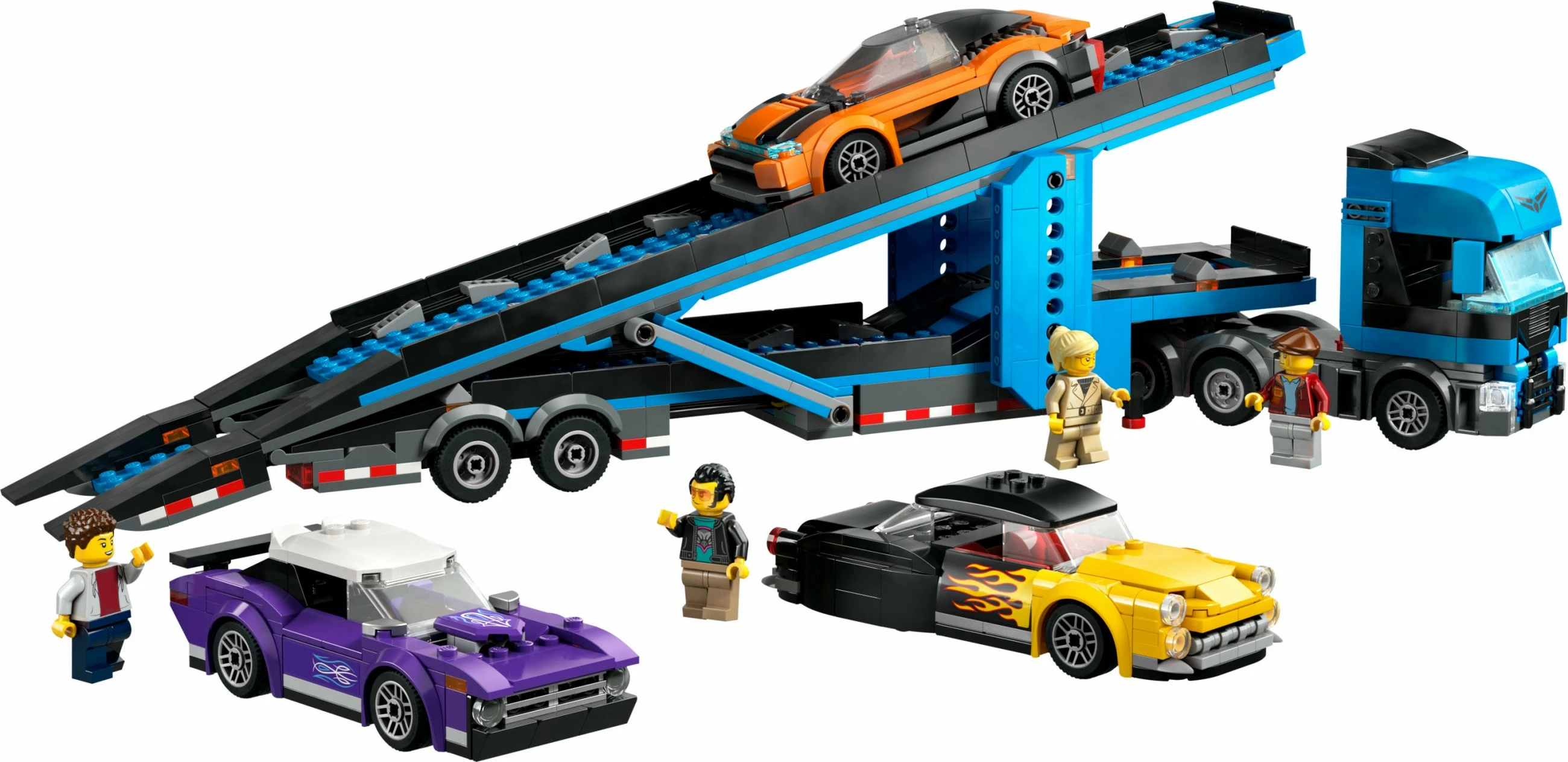 Set ndërtimi LEGO City 60408 Autotransporter me makina sportive, shumëngjyrëshe