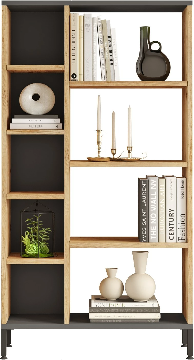 Raft librash Hanah Home, ngjyrë pishë Atlantike dhe antracit, Rl3-Aa