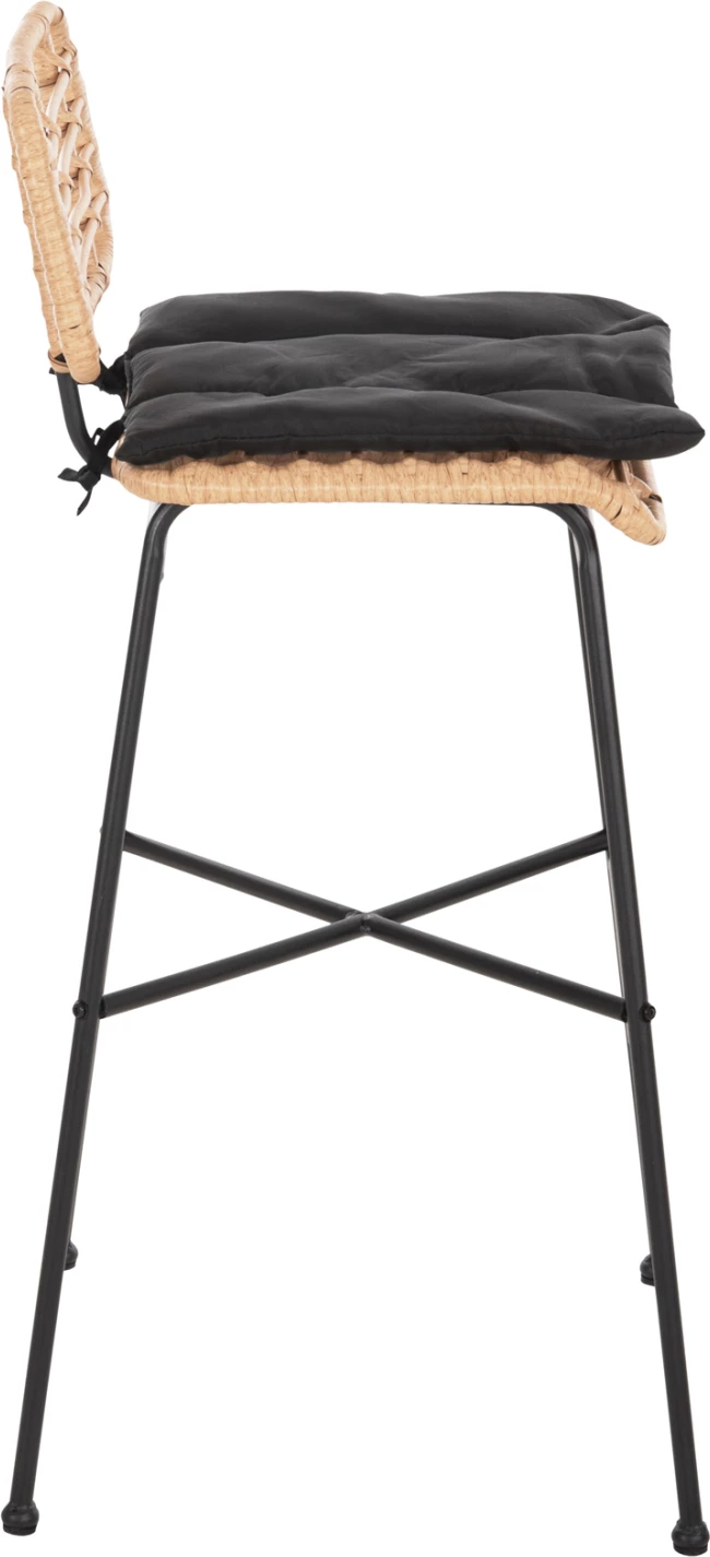 Karrige për bar me vend të lartë ALLEGRA FH5708.11 metalike & jastëk në ngjyrë të zezë-bezhë, 48x49x99,5H cm