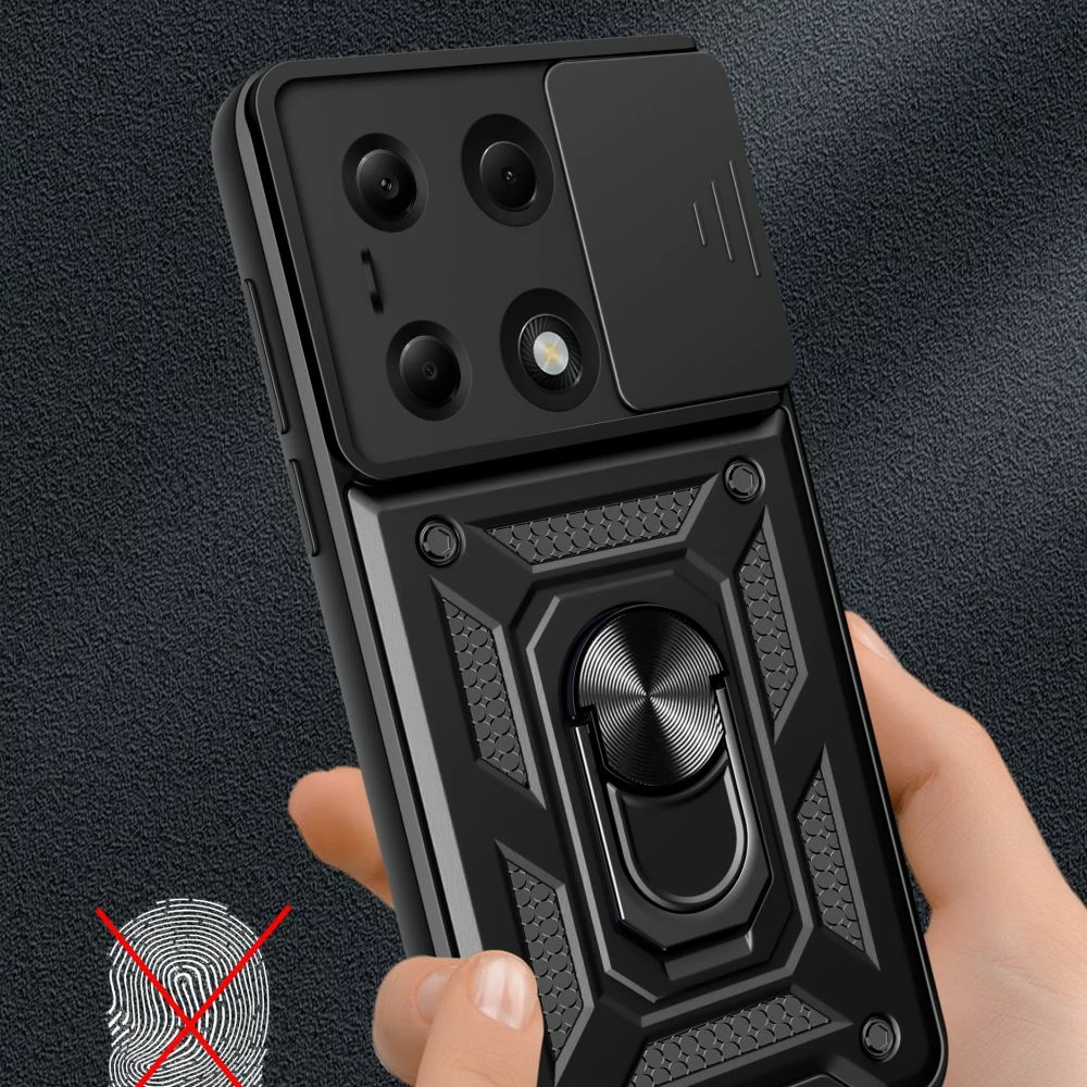 Mbështjellës Tech-Protect CamShield Pro për Xiaomi Redmi Note 13 Pro / Poco M6 Pro, me unazë dhe rrëshqitës për kamerë, i zi