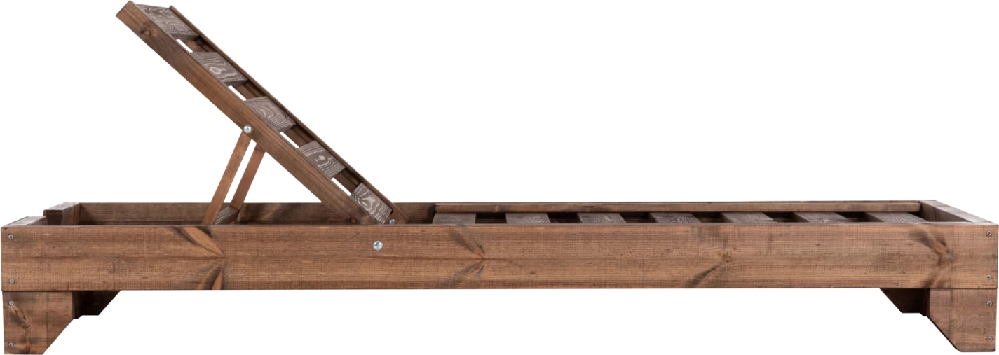 Shezlong plazhi heavy-duty KORINOS, dru pishe i trajtuar, ngjyrë arre, 79x204x77cm