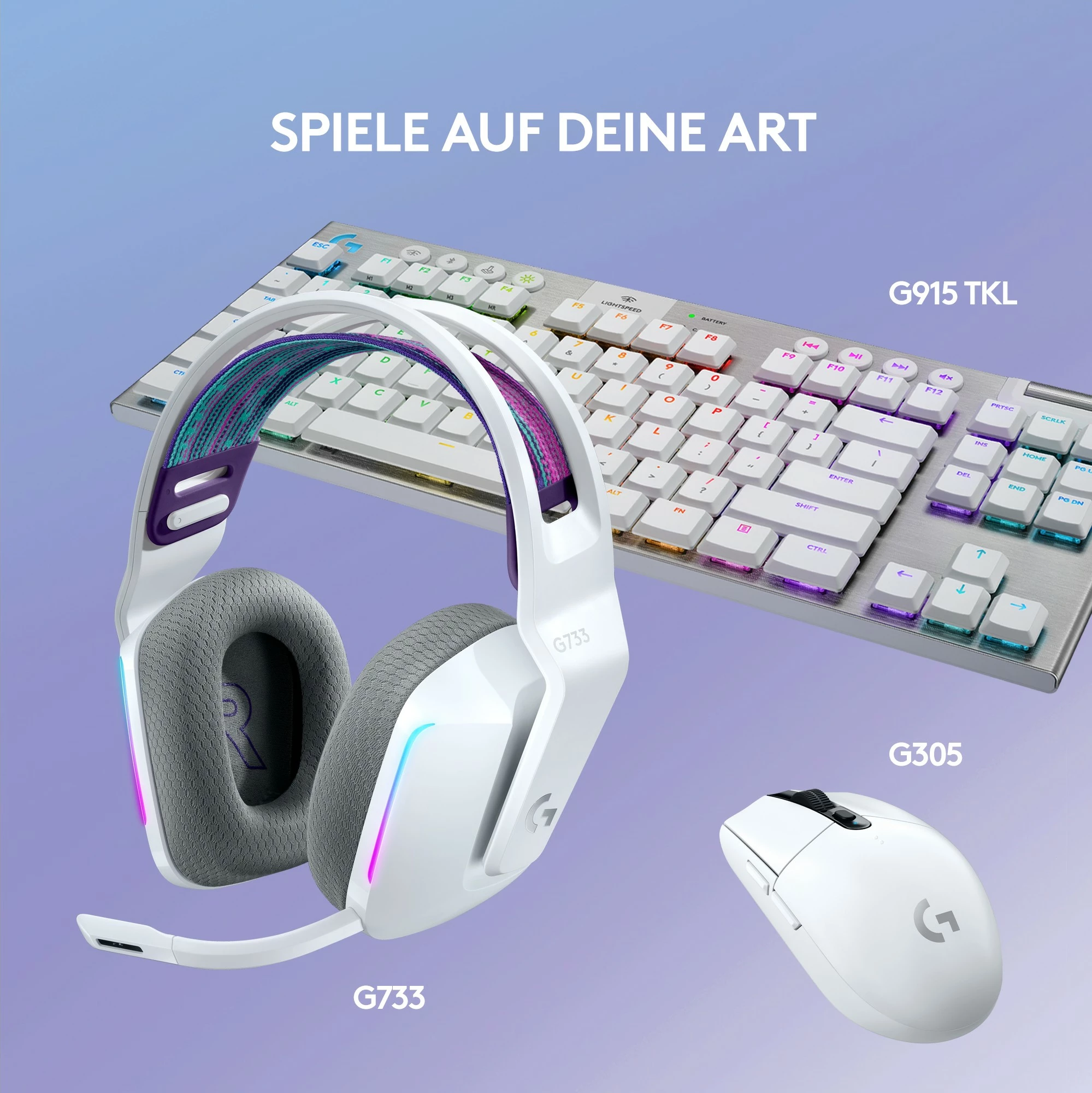 Kufje gaming Logitech G733 LIGHTSPEED, Wireless, RGB, të bardha