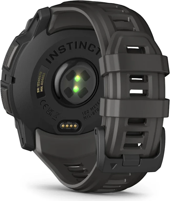 Smartwatch Garmin Instinct® 3 AMOLED, Black with Charcoal Silicone Strap, 50 mm