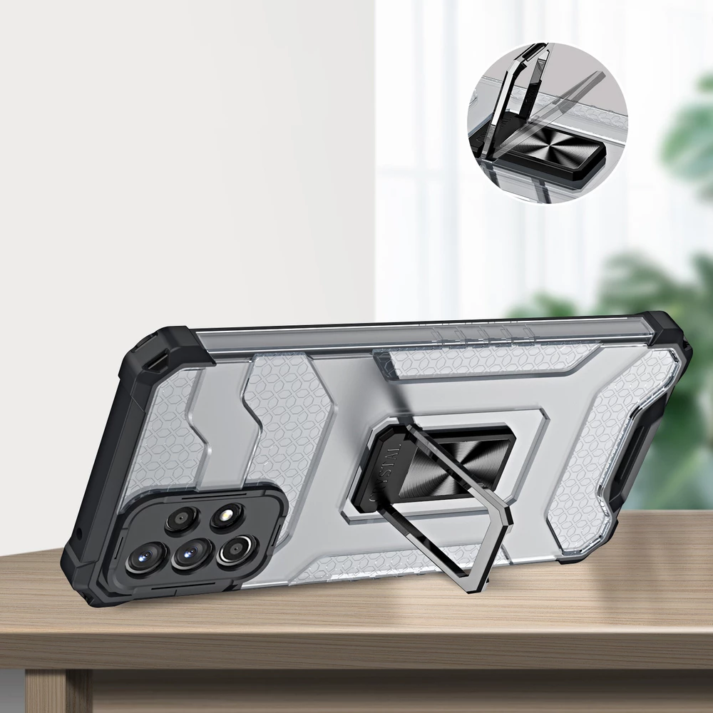 Mbështjellës Hurtel Crystal Ring Case për Samsung Galaxy A72, me mbajtëse unaze, i gjelbër