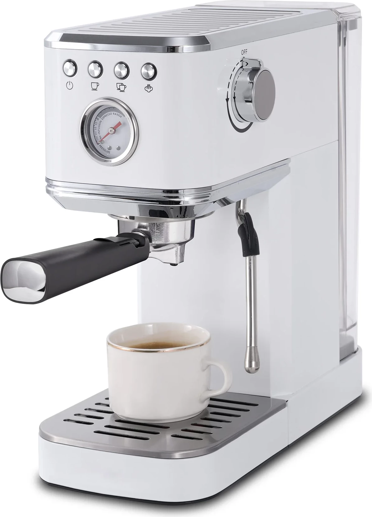 Makinë espresso Elit Perfetto ECM-24 2u1 1350W 20 bar 1.2L, e bardhë me shkëlqim