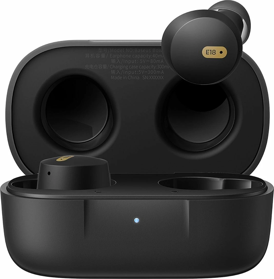 Kufje Baseus Bowie E18 TWS, ANC/ENC, Bluetooth 5.3, 25 orë, USB-C, IPX4, zezë