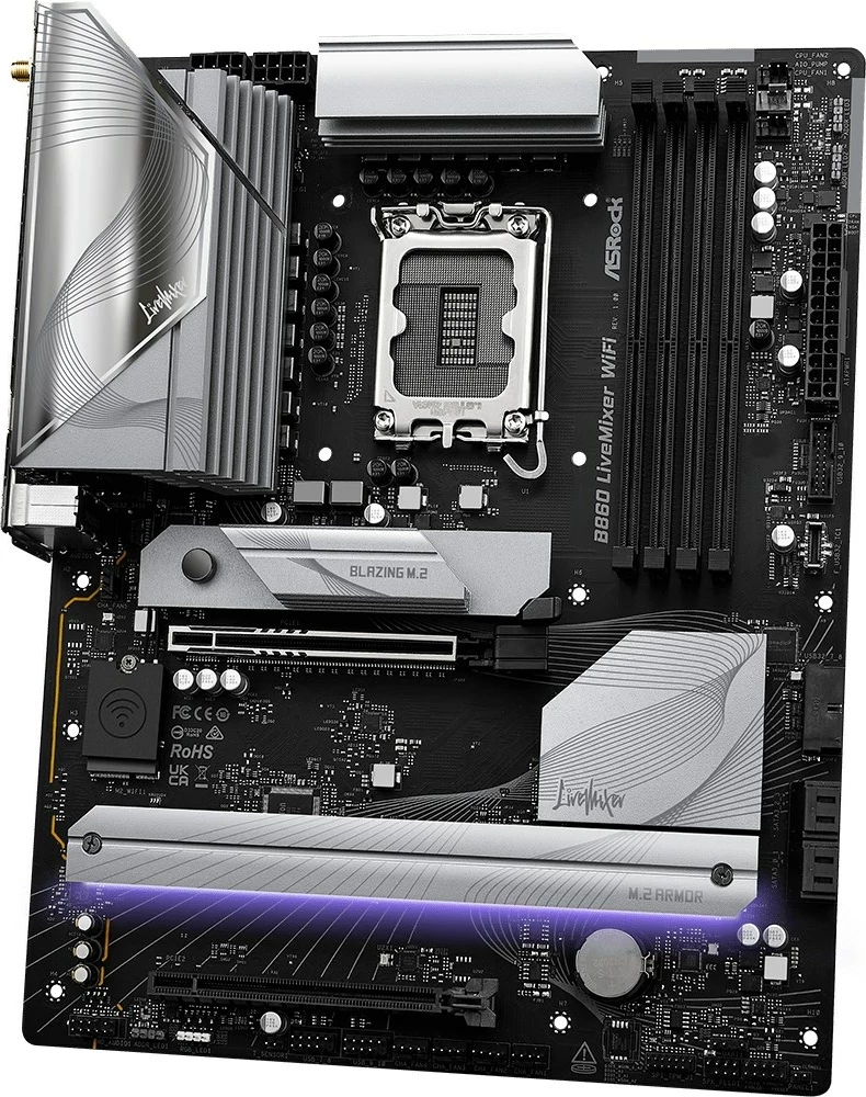 Pllakë amë Asrock B860 LiveMixer WiFi, ATX, E zezë