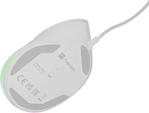 Maus vertikal Natec CRAKE 2 PRO, 12800 DPI, RGB, i bardhë, me kabllo