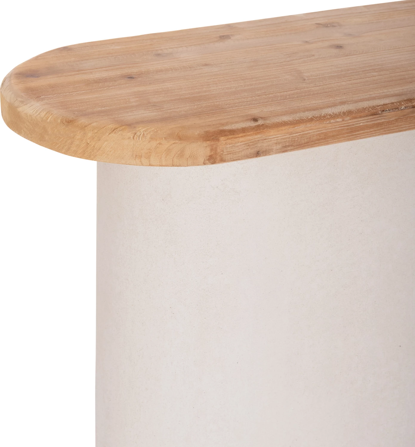 Konsol Santorini, sipërfaqe druri bredhi natyral, bazë MDF off-white, 150x35x82cm