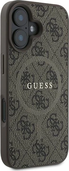 Mbështjellës Guess 4G Ring Classic Logo MagSafe për iPhone 16 Plus, Kafe