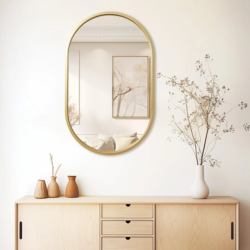 Pasqyrë eliptike, ngjyrë ari, 50x2x80cm