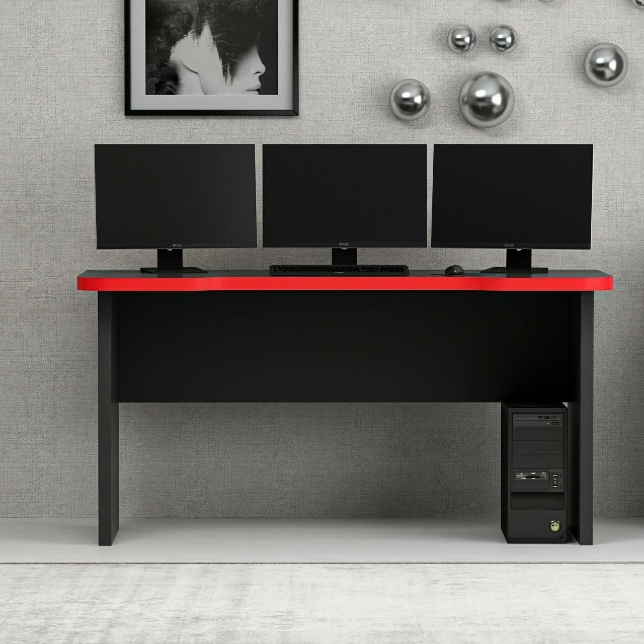Tavolinë gaming Skye Decor, Phoenix 1, e zezë, e kuqe