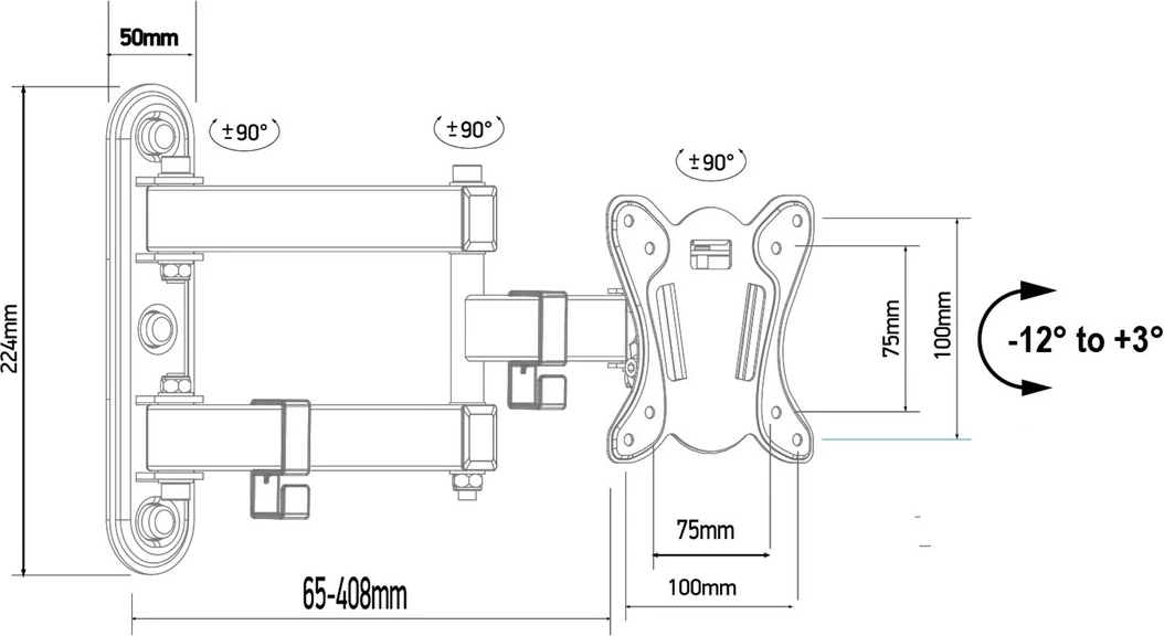 Mbajtës muri për TV Maclean MC-417, 13-32", i zi