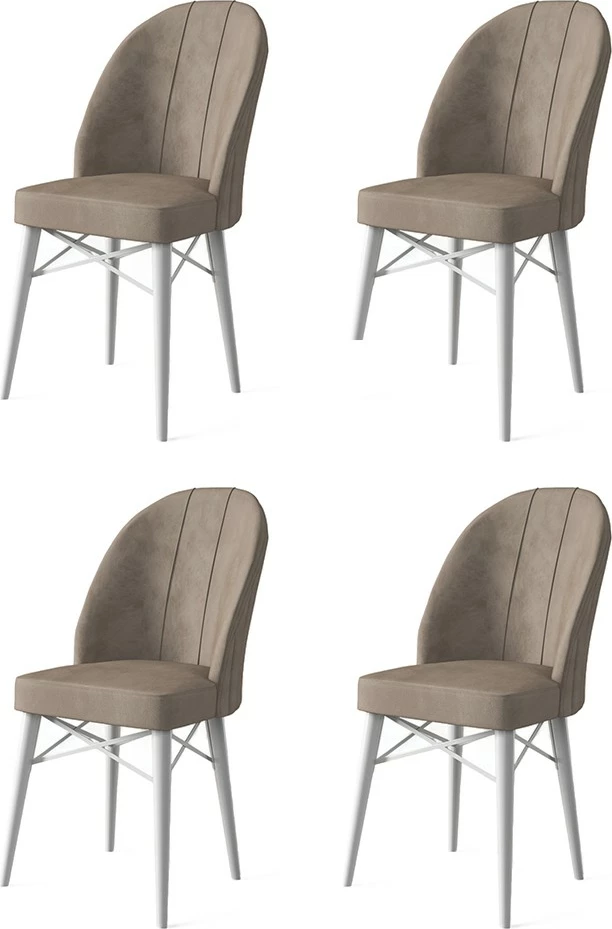 Set karrigash (4 copë) Hanah Home, Ritim, kapuçino, e bardhë