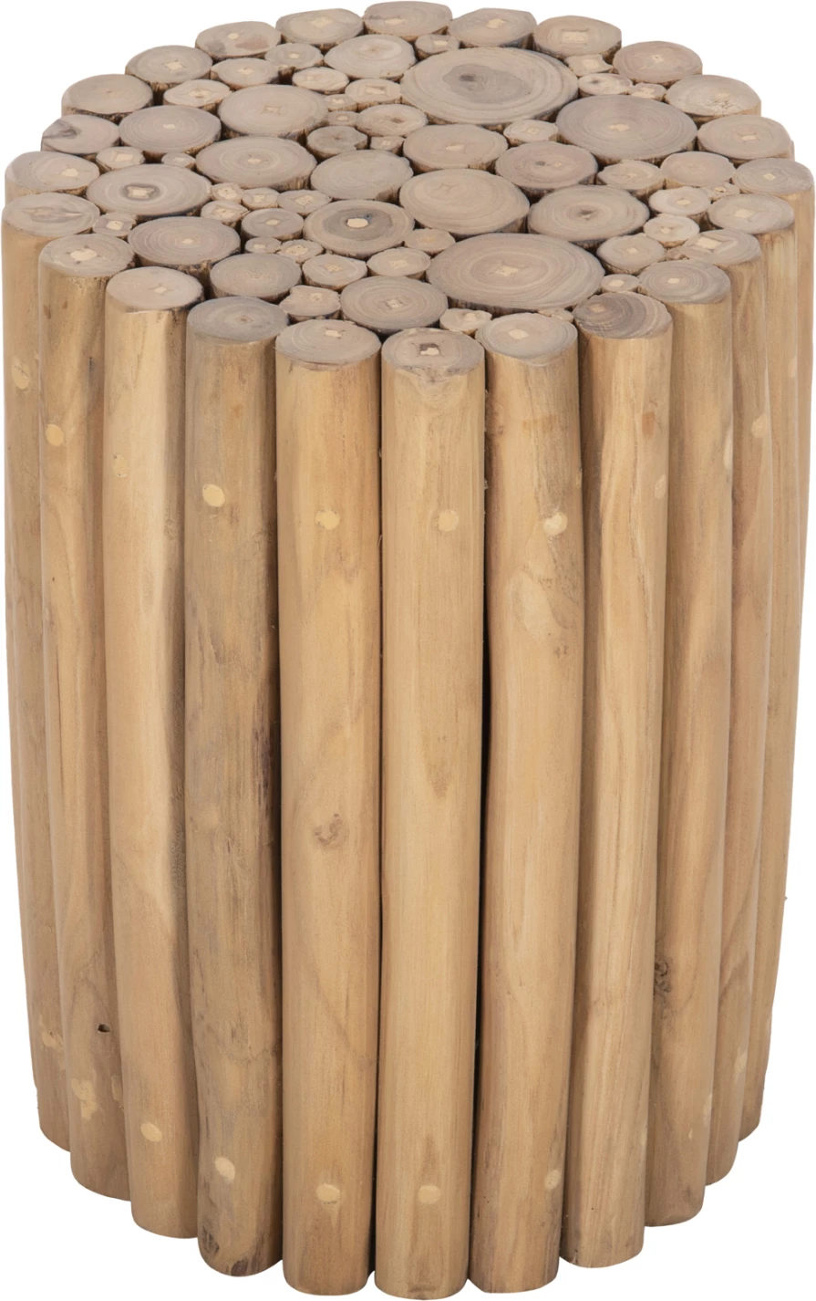 Tavolinë anësore e rrumbullakët COOTER FH9866, degë tik, ngjyrë natyrale, Φ29.5x40.5H cm