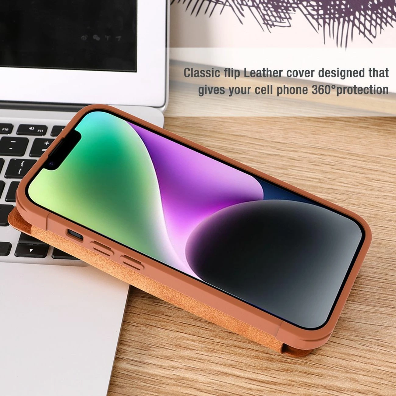 Mbështjellës Nillkin Qin Leather Pro Case për iPhone 14 Plus, me kapak dhe mbrojtje kamere, Kaltër