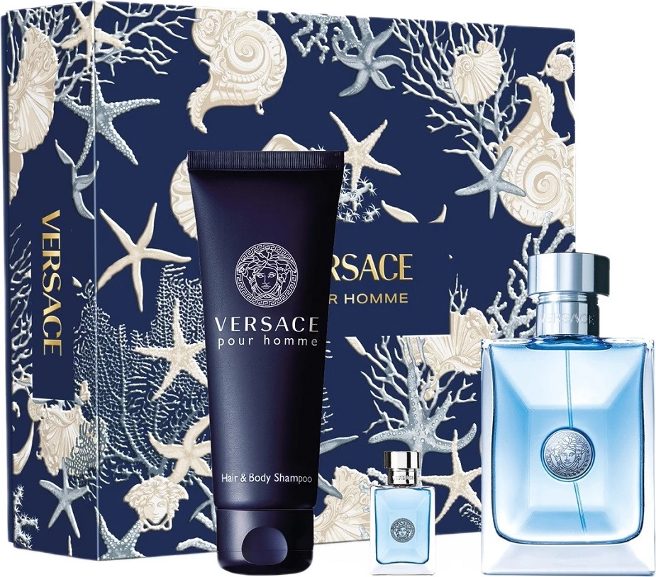 Set Eau de Toilette për meshkuj Versace Pour Homme 100ml + 5ml + xhel dushi 150ml