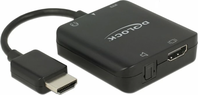 Adapter HDMI DeLOCK 63276, mashkull-femër, 4K, i zi