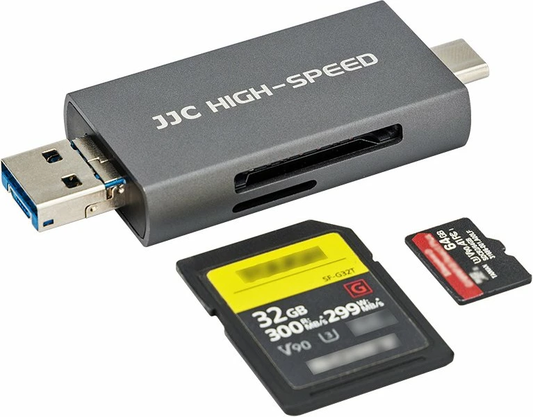 Lexues kartele memorjeje JJC CR-UTC4AC USB 3.1 300MB/s USB-C/USB-A dual slot SD/microSD, gri
