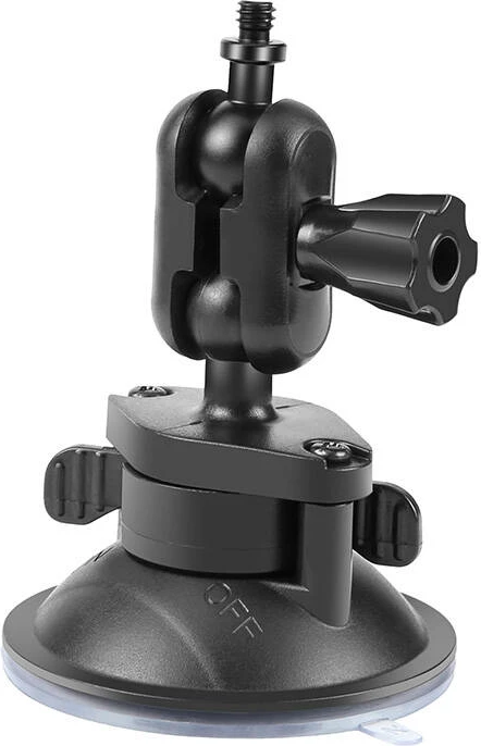 Mbajtës me kupë thithëse PULUZ PU544B 1/4 inç, kokë sferike 17 mm, rrotullim 360°, për kamera sportive (DJI Action, GoPro, Insta360), e zezë