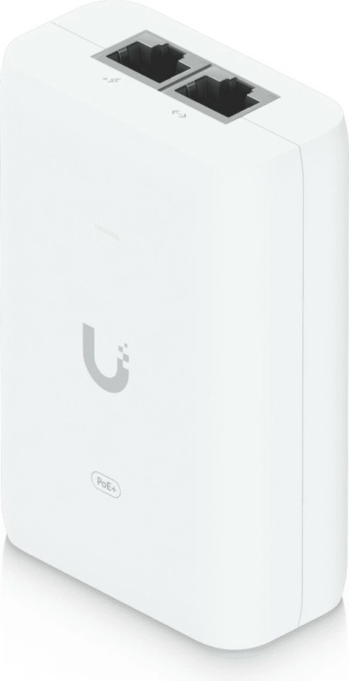 Adapter PoE+ UBIQUITI U-PoE+, 30W, 2x Gigabit LAN, i bardhë