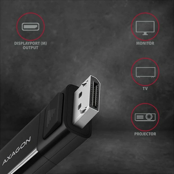 Kabllo AXAGON RVC-DPC USB-C në DisplayPort, 1.8m, 4K/60Hz, e zezë