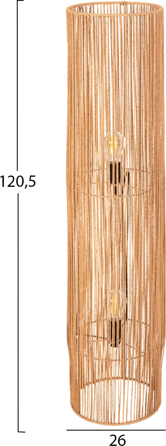 Llampë dyshemeje, FH4341, metal-letër litar, ngjyrë bezhë rëre, Φ26Χ120,5H cm