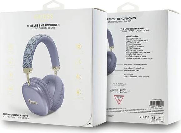 Kufje Guess GCube Metallic Script Logo, Bluetooth 5.3, 32 orë, Vjollcë