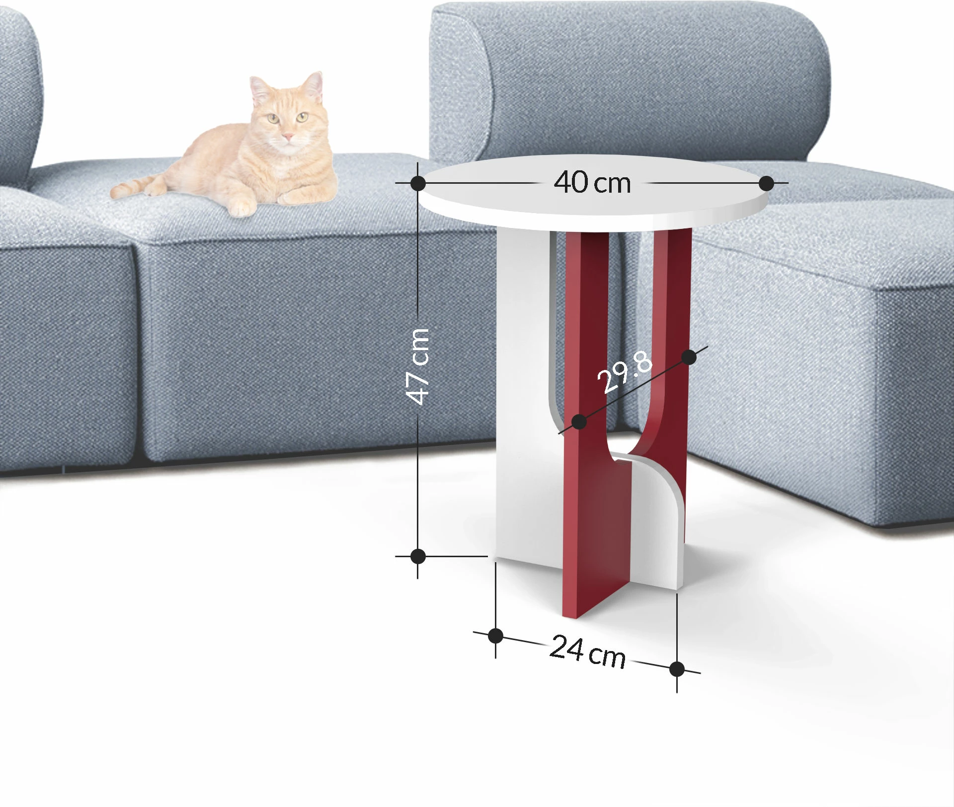 Tavolinë anësore Skye Decor, Luna, e bardhë dhe lis